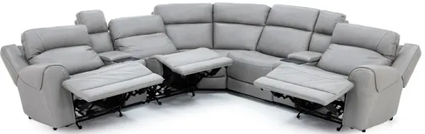 Faye Leather 7-Pc. Fully Loaded Wall Saver Reclining Modular with Heat and Massage