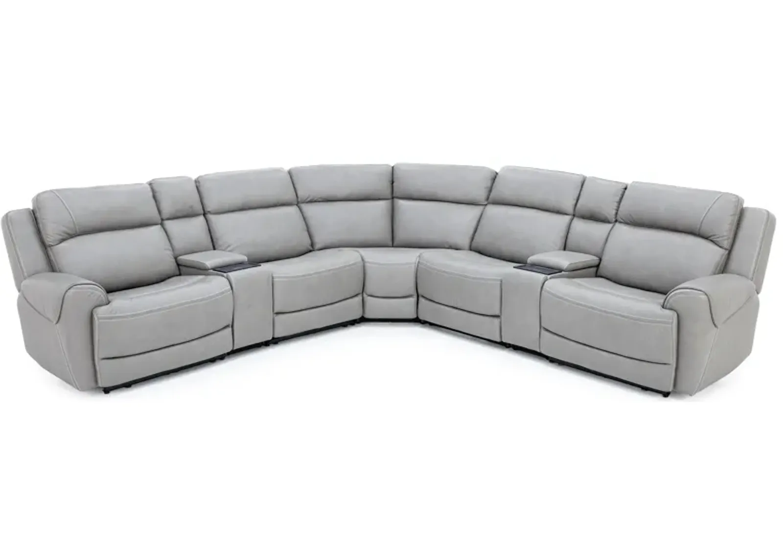 Faye Leather 7-Pc. Fully Loaded Wall Saver Reclining Modular with Heat and Massage