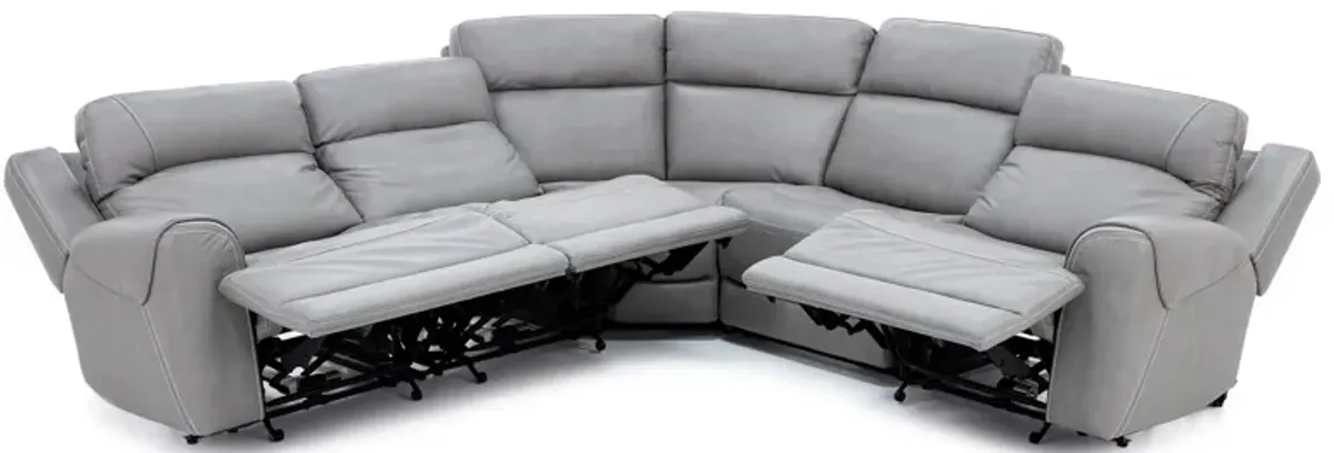 Faye Leather 5-Pc. Fully Loaded Wall Saver Reclining Modular with Heat and Massage