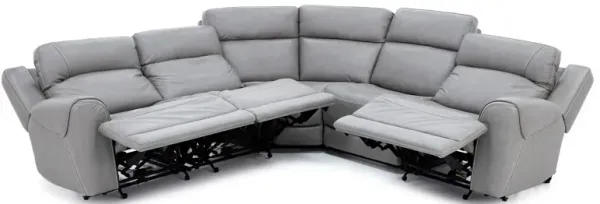 Faye Leather 5-Pc. Fully Loaded Wall Saver Reclining Modular With Heat And Massage In Aline Light Gr