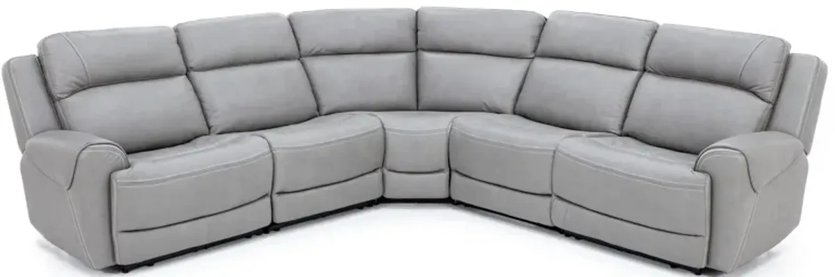 Faye Leather 5-Pc. Fully Loaded Wall Saver Reclining Modular with Heat and Massage