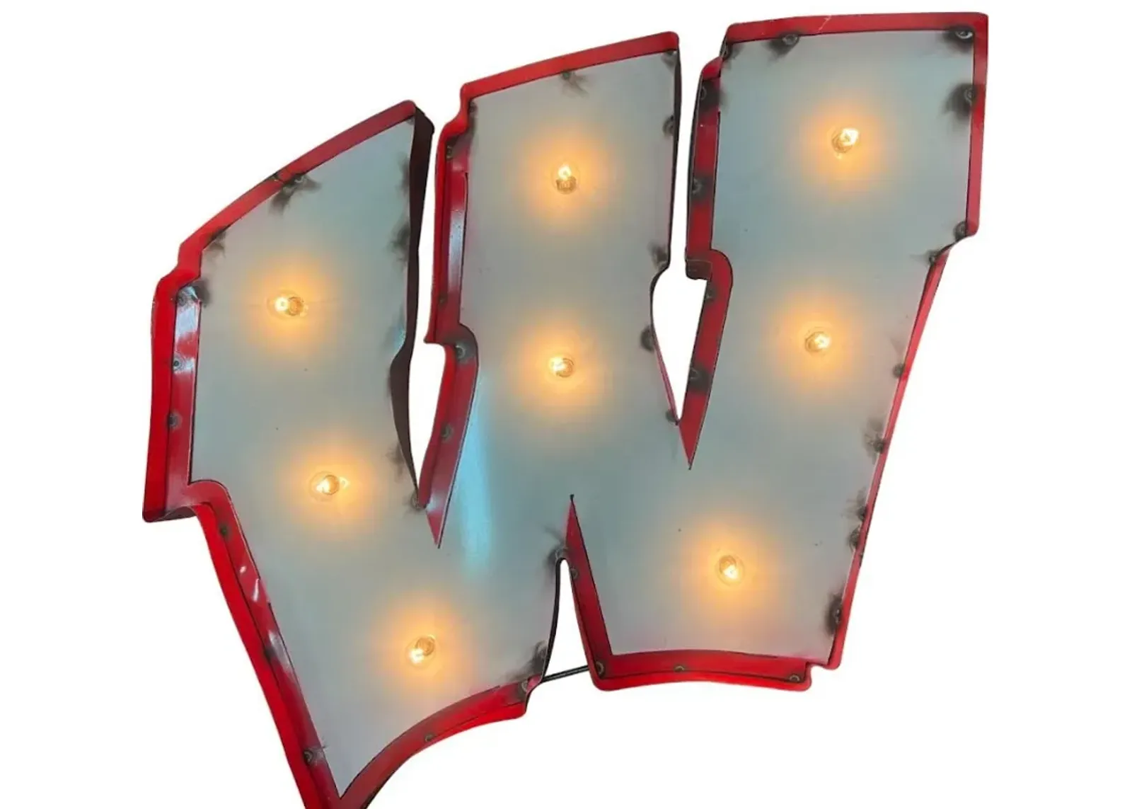 Recycled Metal Wisconsin Logo Wall Decor with Bulbs 22"W x 24"H