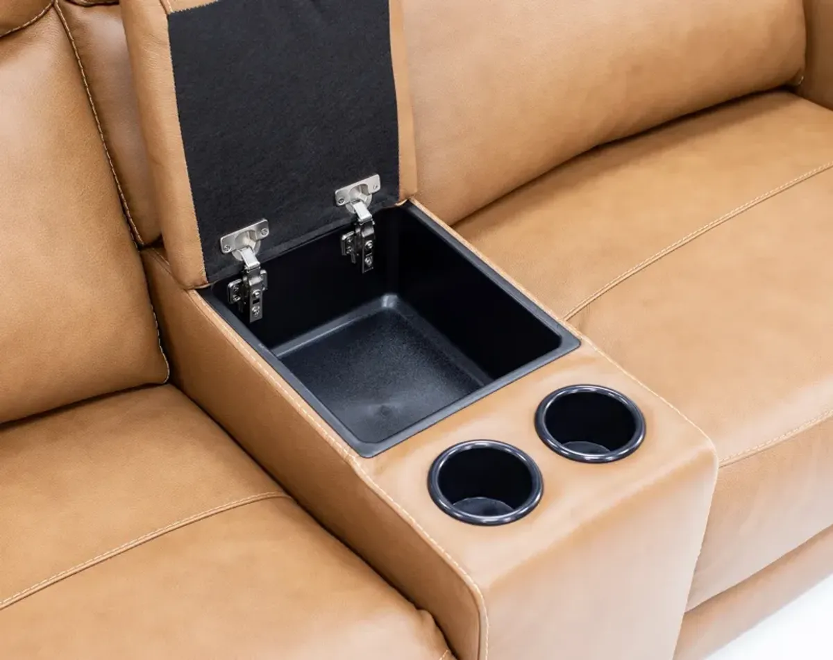 Silverado 6-Pc. Leather Power Headrest Reclining Modular In Silverado Butternut With 3 Reclining Sea