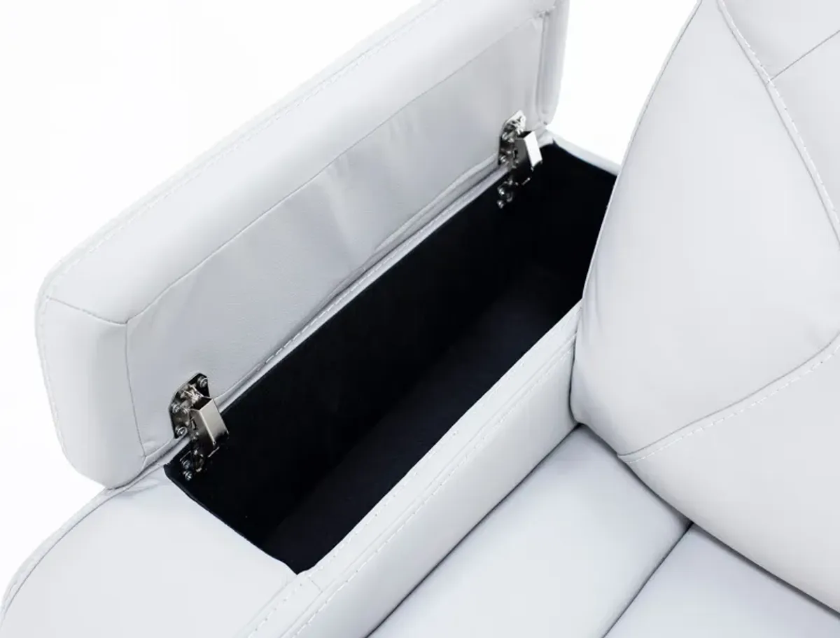 Jet Set Leather Power Headrest Zero Gravity Reclining Sofa With Power Drop Down Table in Light Grey