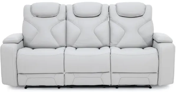 Jet Set Leather Power Headrest Zero Gravity Reclining Sofa With Power Drop Down Table in Light Grey