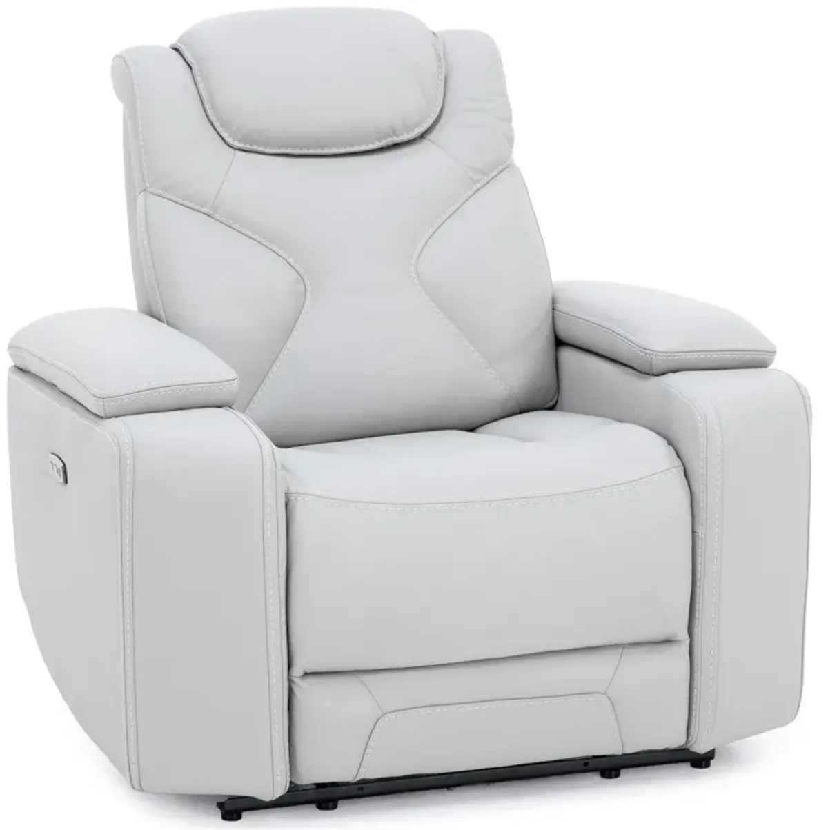 Jet Set Leather Power Headrest Zero Gravity Recliner in Light Grey
