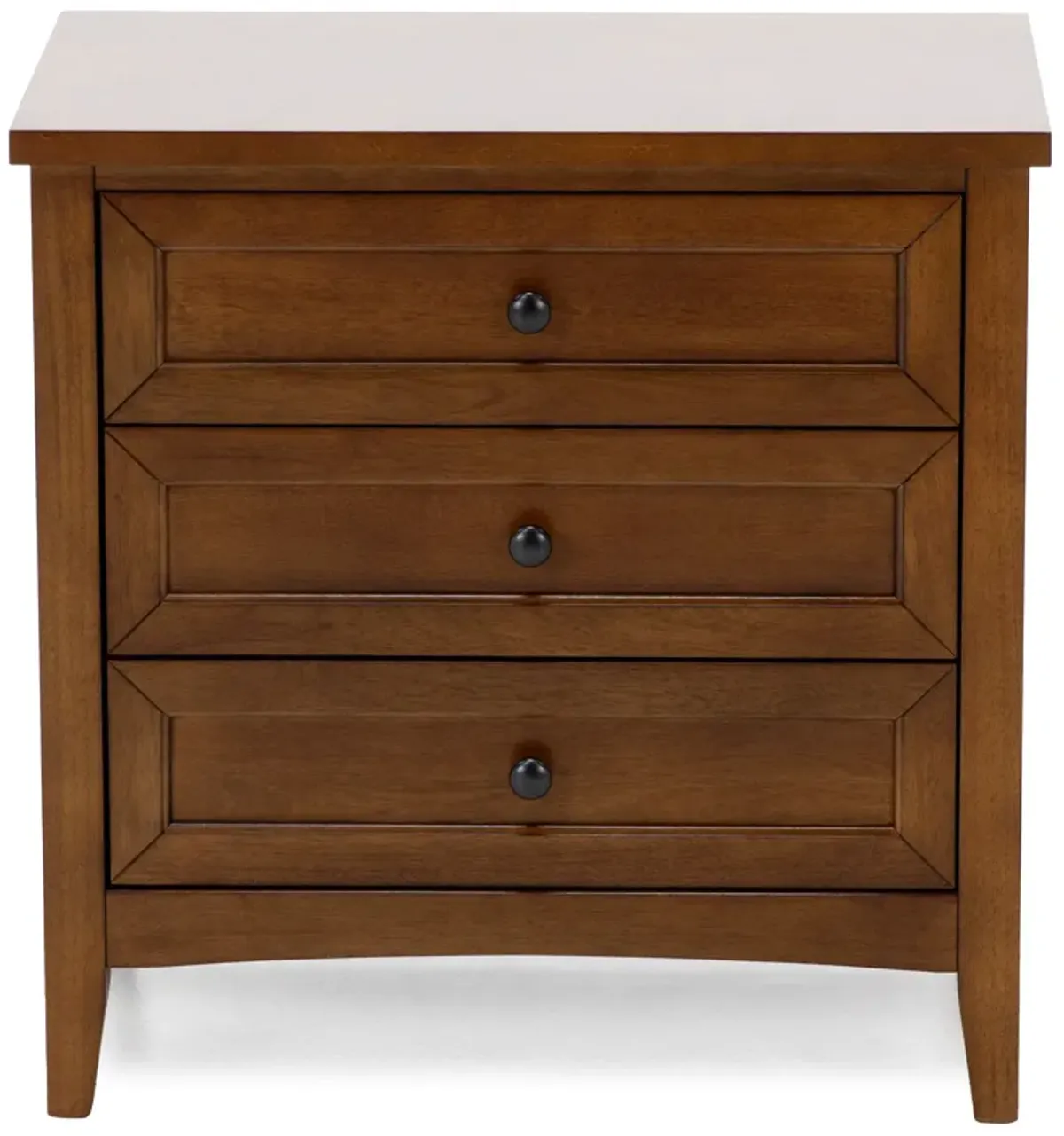 Spencer Three Drawer Nightstand In Brown