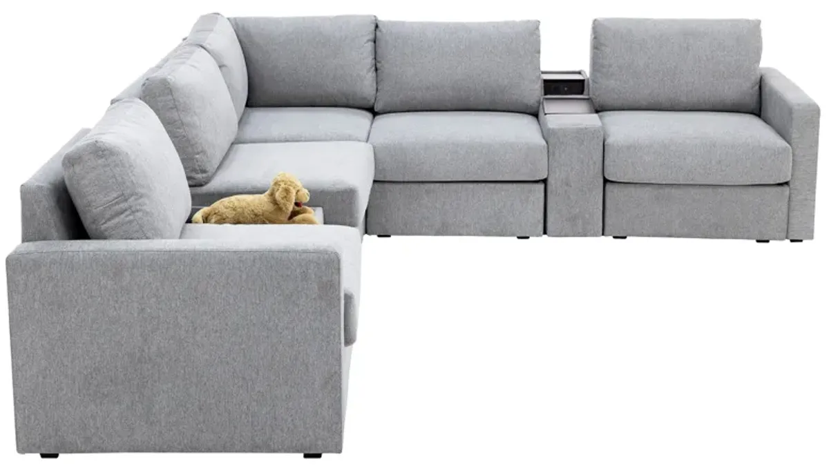 Flex 5-Seat Modular With Narrow Hub And Pet Bed