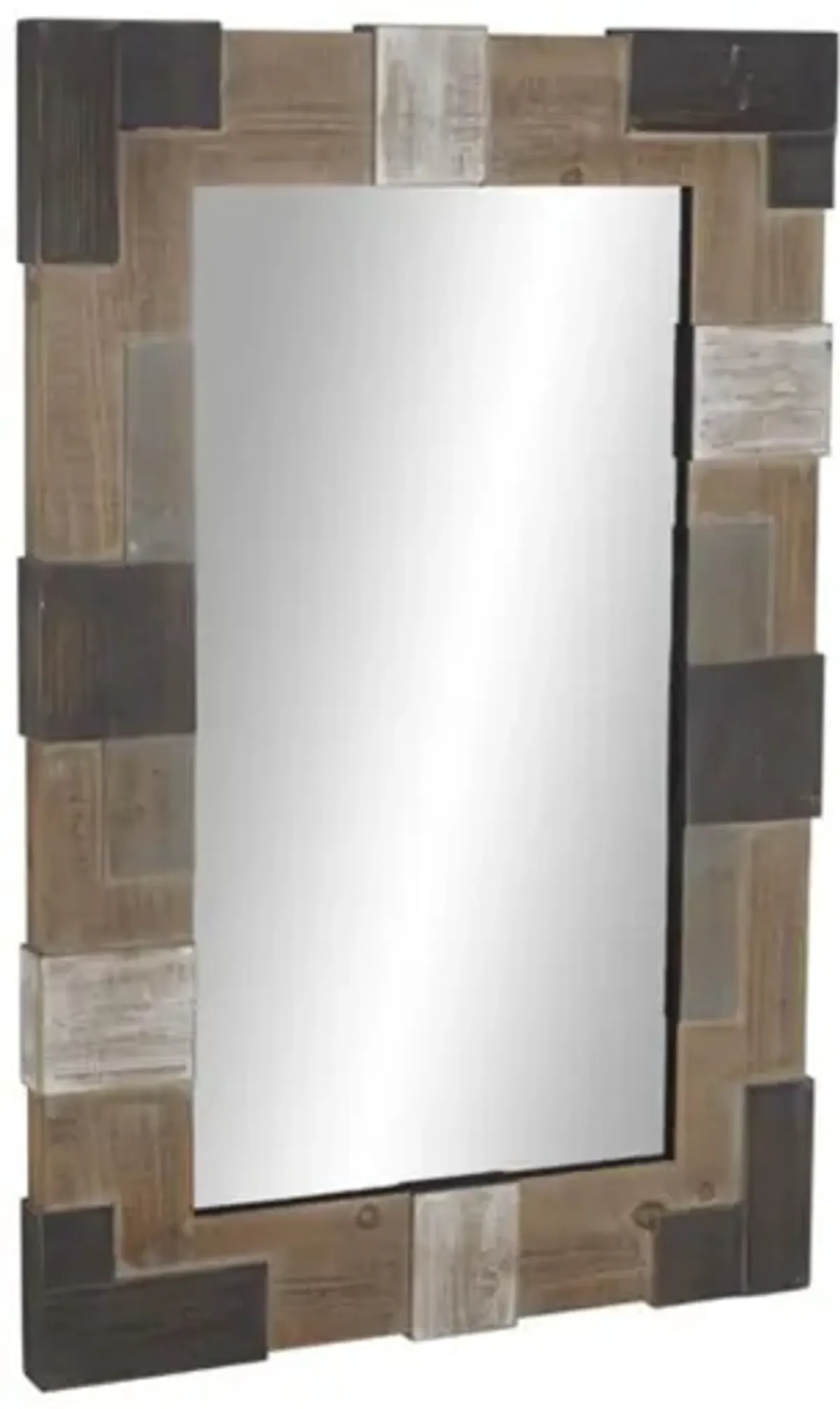 Brown and Black Wood Wall Mirror 29"W x 46"H