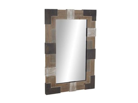 Brown and Black Wood Wall Mirror 29"W x 46"H