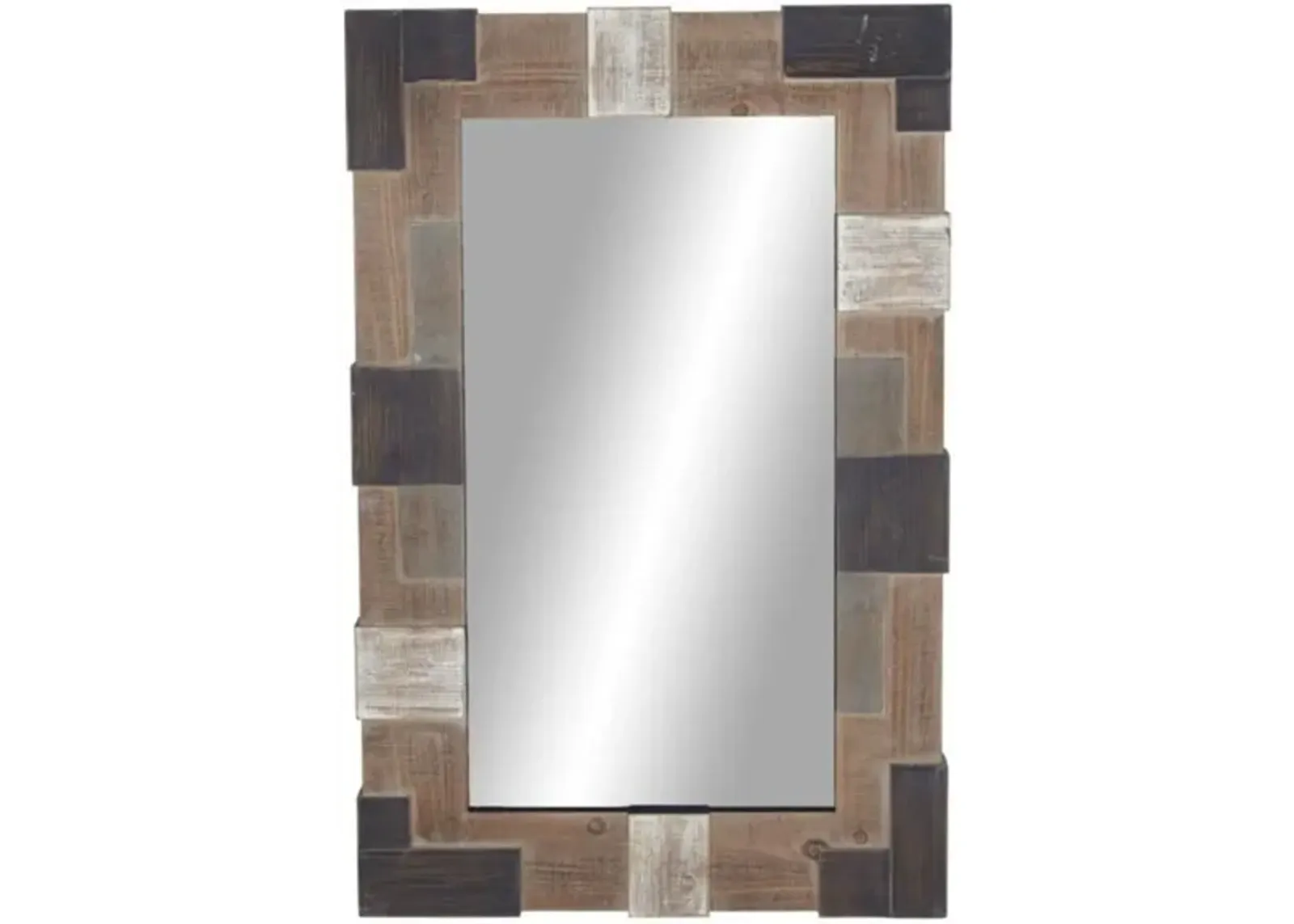 Brown and Black Wood Wall Mirror 29"W x 46"H