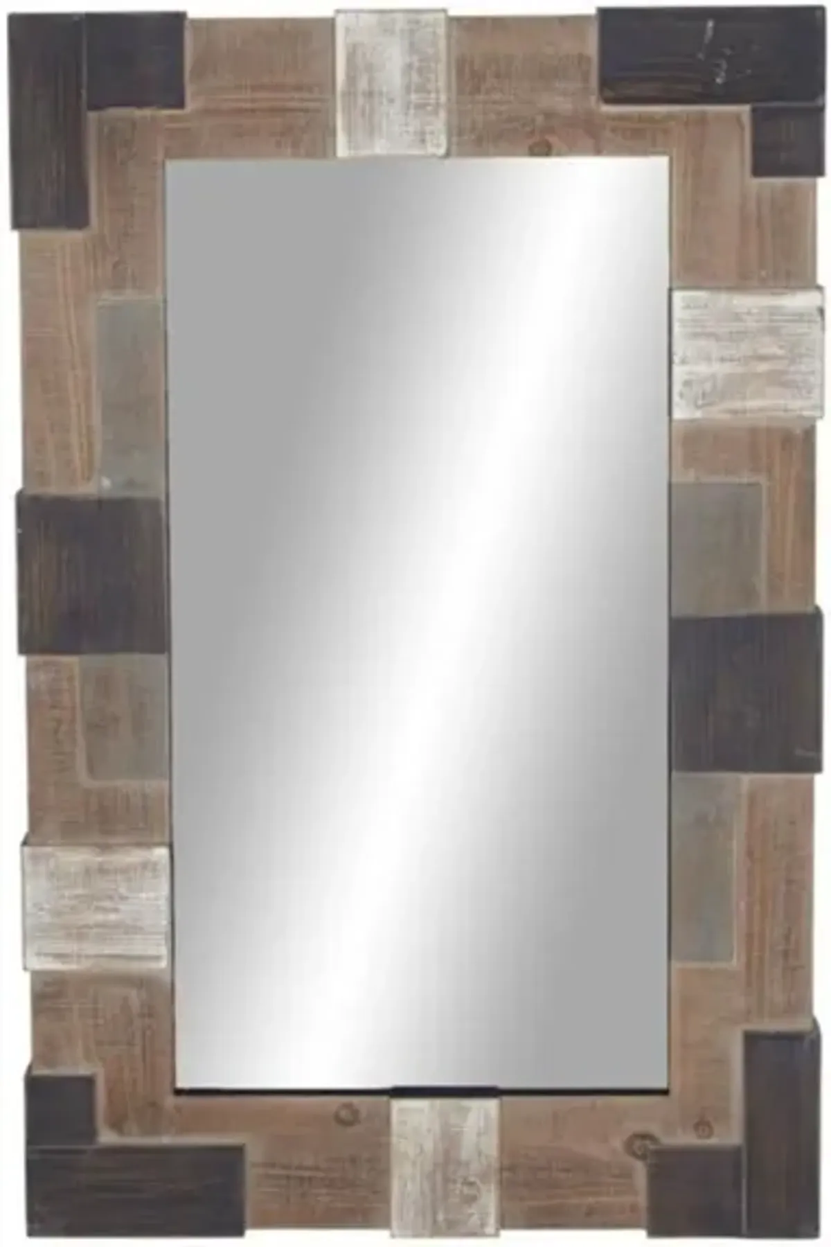 Brown and Black Wood Wall Mirror 29"W x 46"H