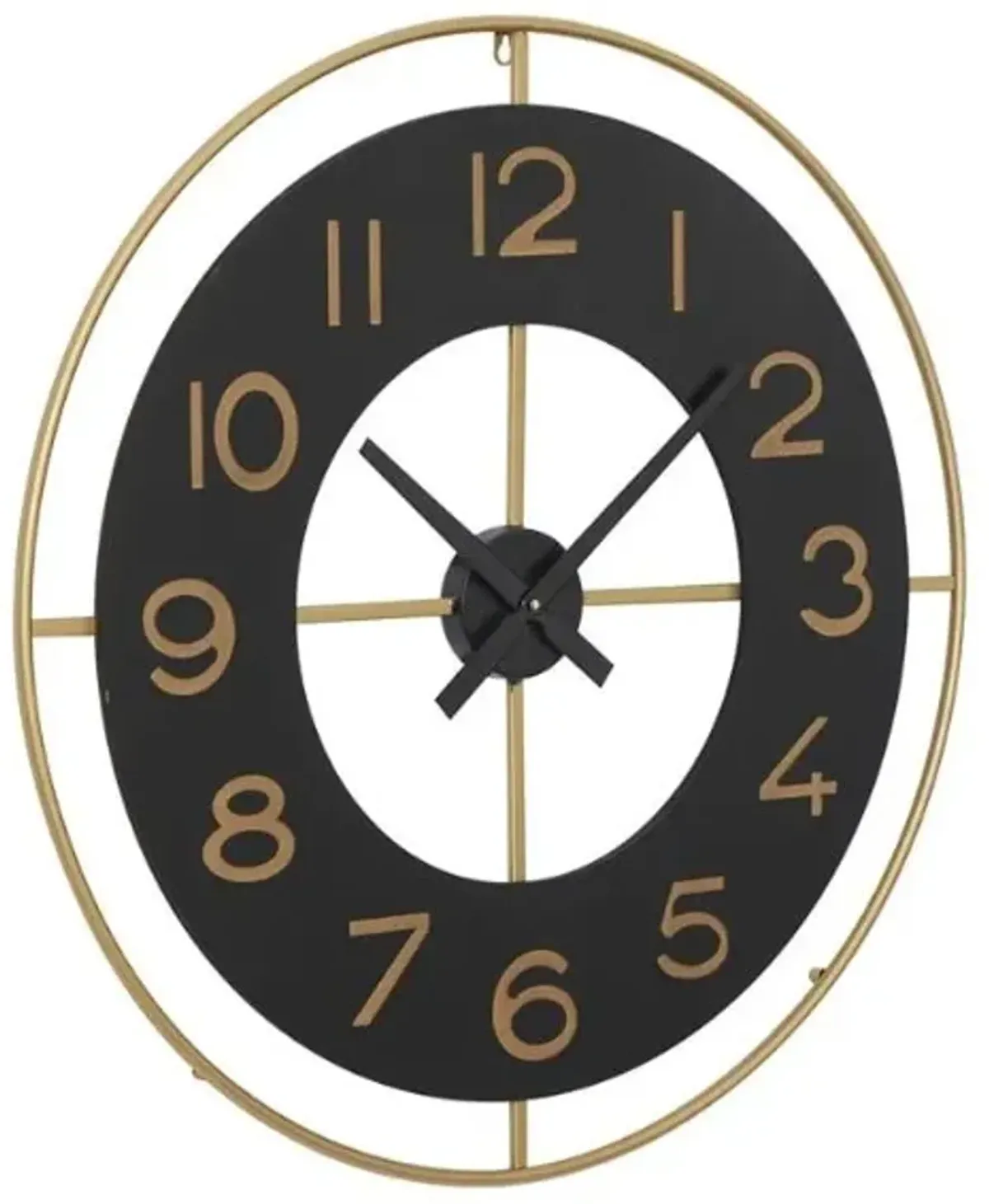 Black and Gold Metal Wall Clock 28" Round