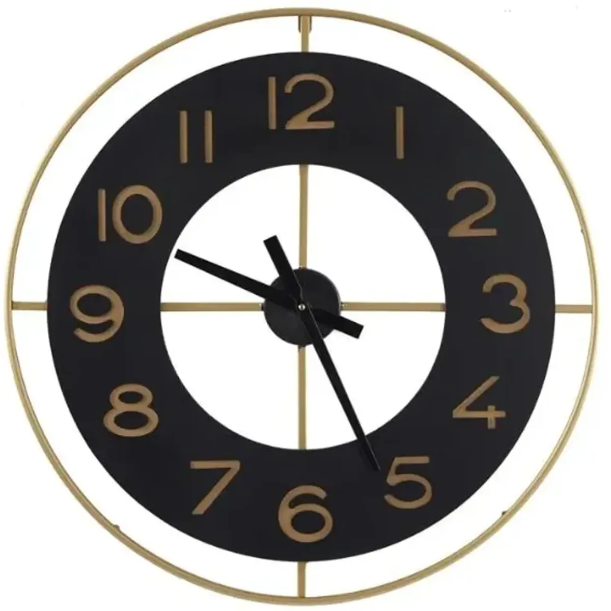 Black and Gold Metal Wall Clock 28" Round