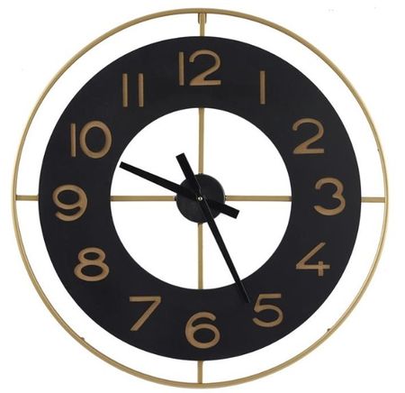 Black and Gold Metal Wall Clock 28" Round