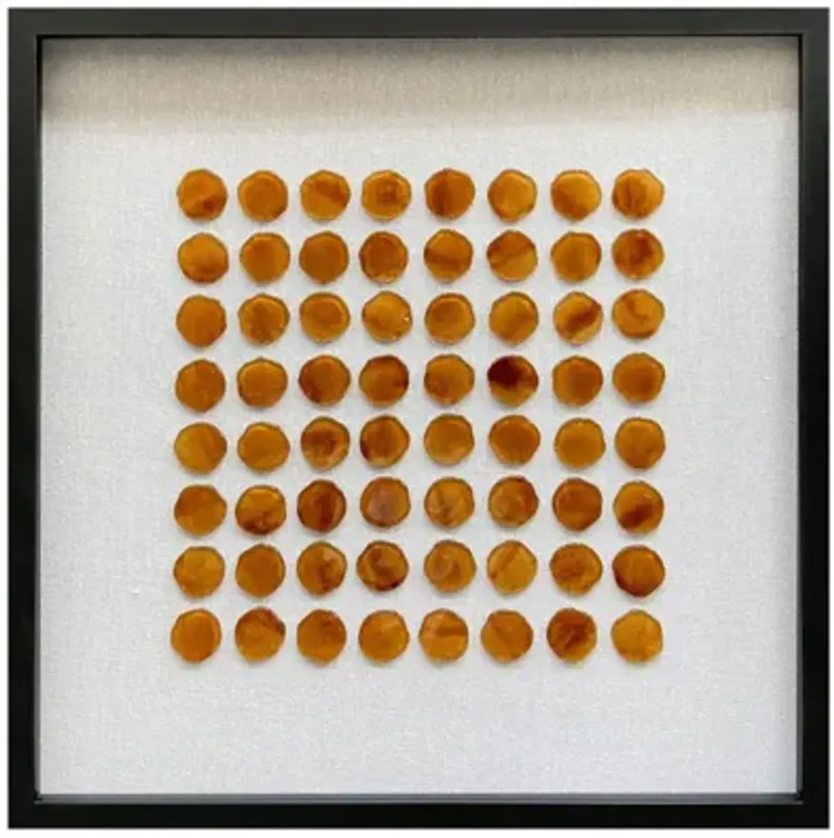 Amber-Colored Agate Stone Framed Shadow Box 24"W x 24"H