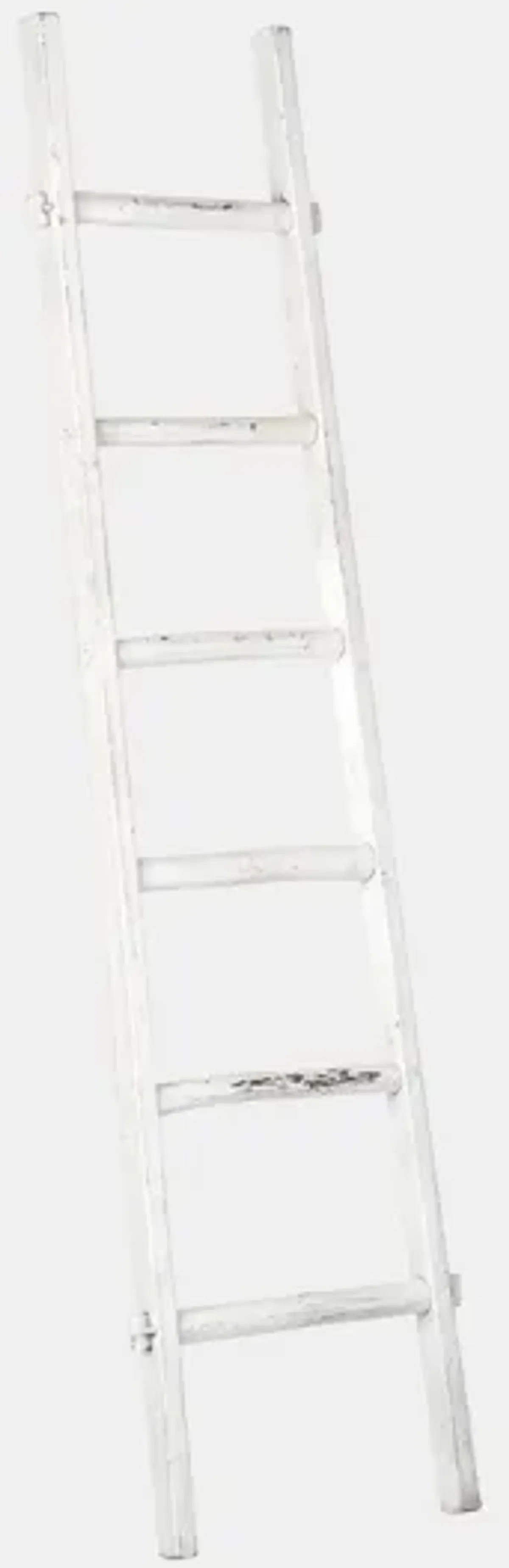 White Distressed Wood Ladder 19"W x 76"H