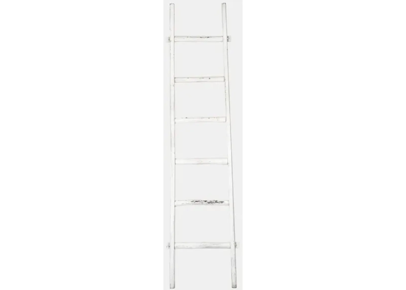 White Distressed Wood Ladder 19"W x 76"H