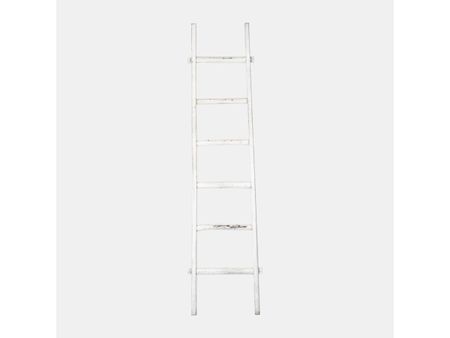 White Distressed Wood Ladder 19"W x 76"H