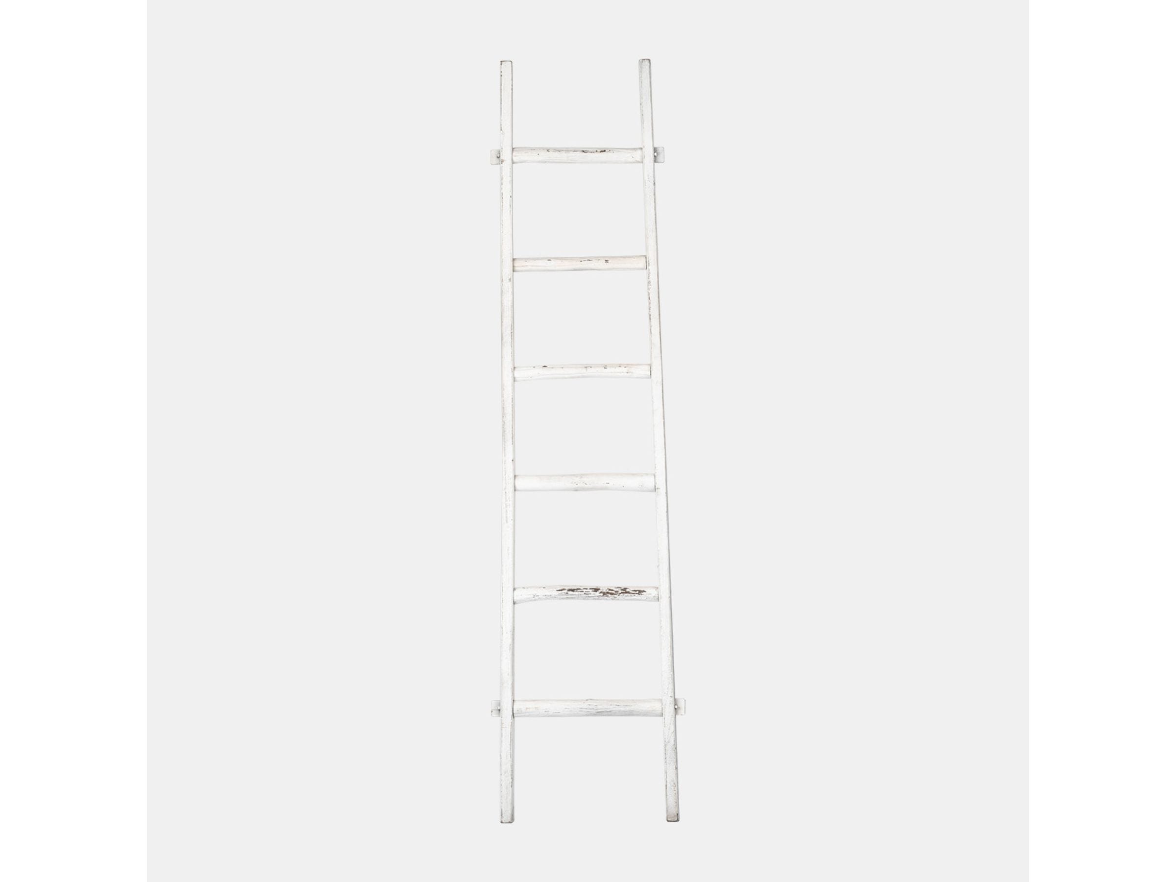 White Distressed Wood Ladder 19"W x 76"H