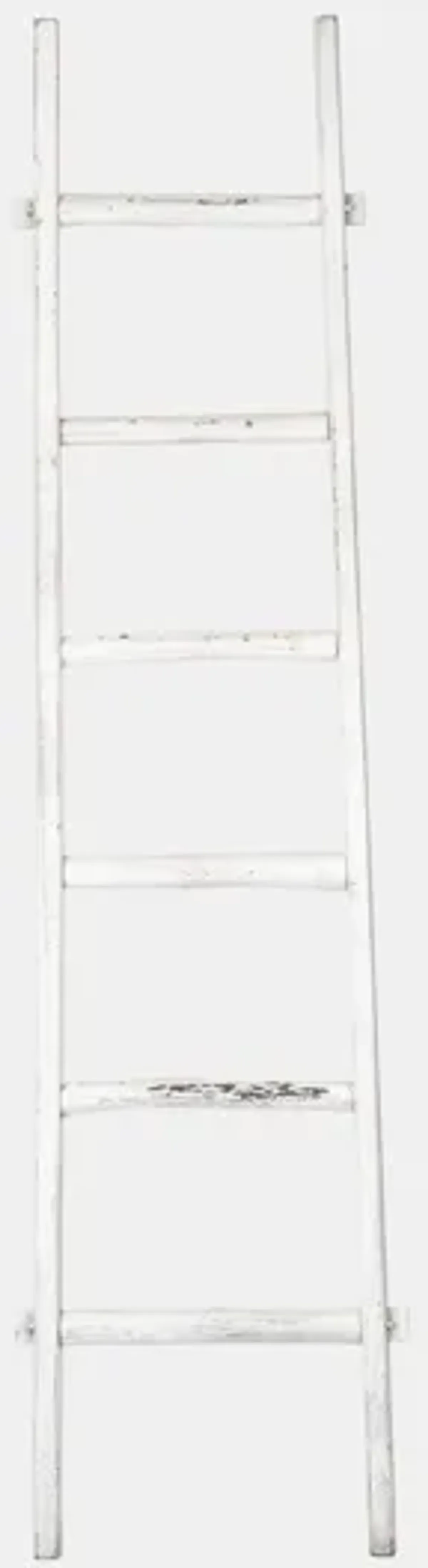 White Distressed Wood Ladder 19"W x 76"H