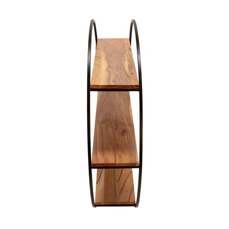 Round Metal and Wood Wall Shelf 31.5"H