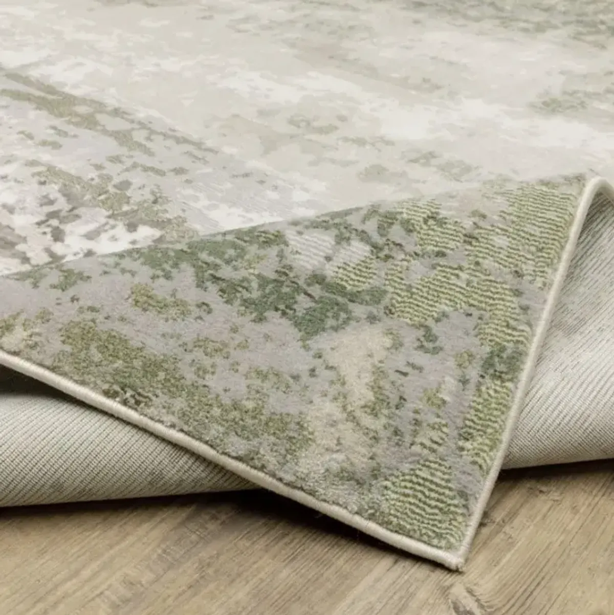 Caravan Green/Tan Abstract Area Rug 7'10"W x 10'10"L