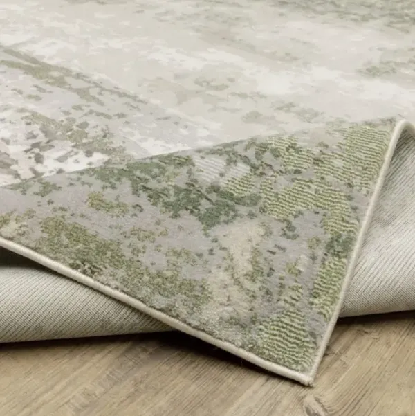 Caravan Green/Tan Abstract Area Rug 7'10"W x 10'10"L