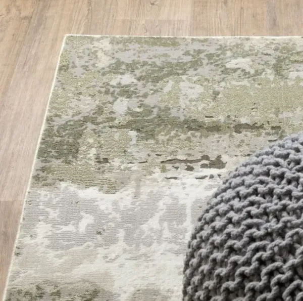 Caravan Green/Tan Abstract Area Rug 7'10"W x 10'10"L