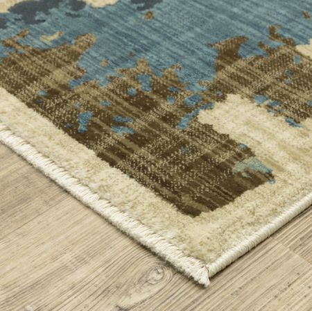 Reed Green/Tan/Brown/Blue Abstract Area Rug 5'3"W x 7'6"L