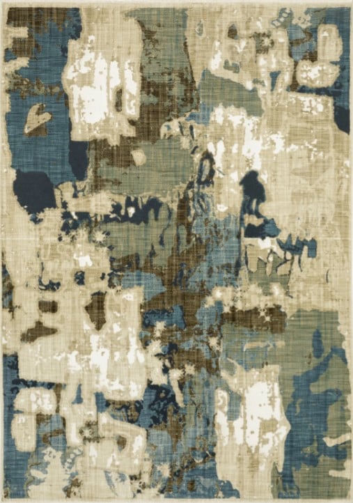 Reed Green/Tan/Brown/Blue Abstract Area Rug 5'3"W x 7'6"L