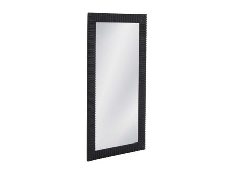 Matte Black Carved Frame Leaner Mirror 32"W x 72"H