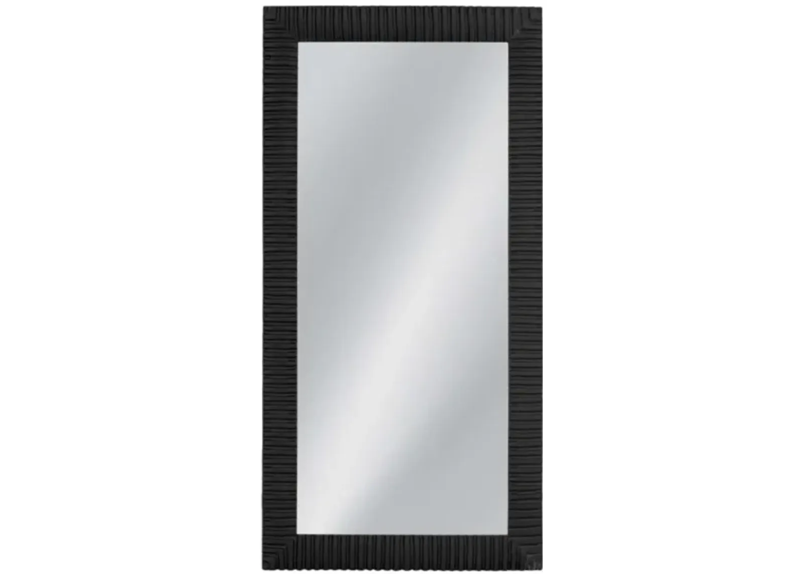 Matte Black Carved Frame Leaner Mirror 32"W x 72"H