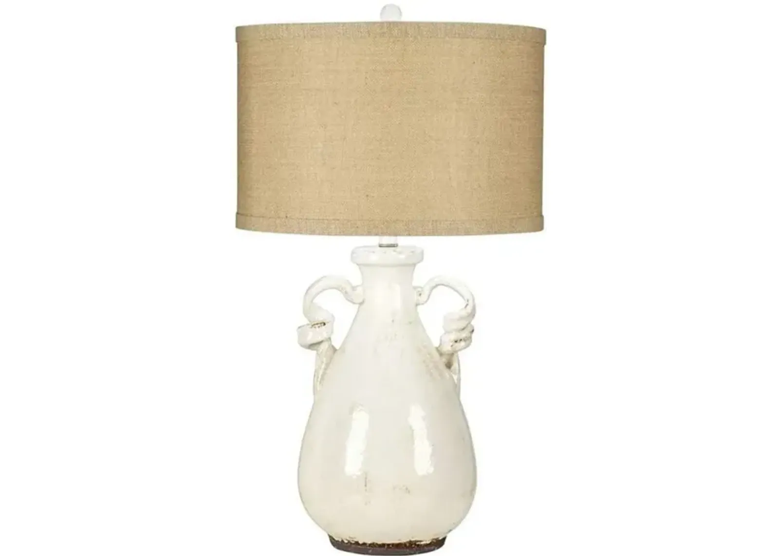 White Ceramic with Handles Table Lamp 29"H