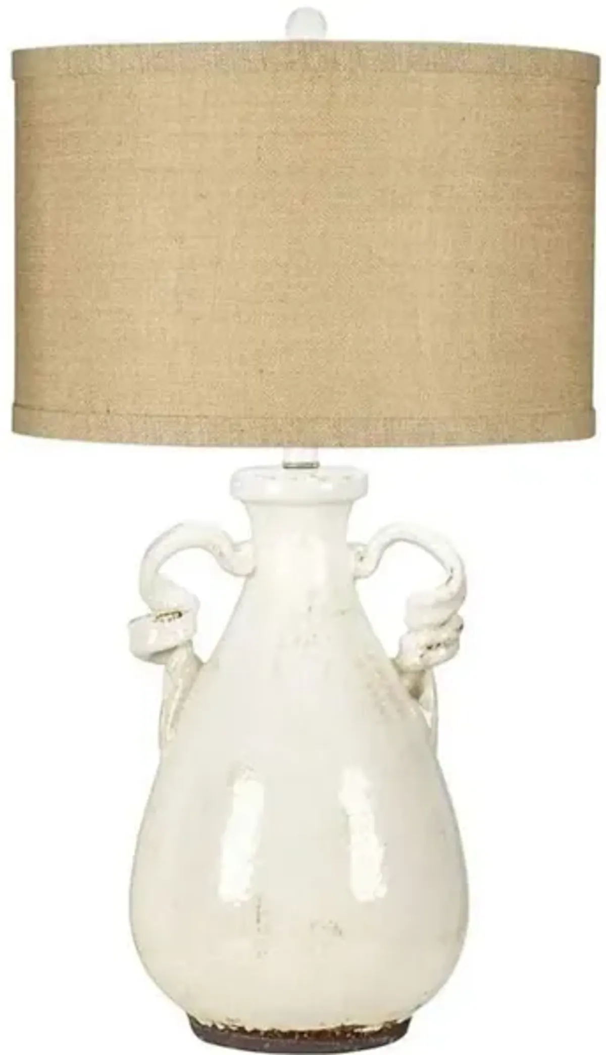 White Ceramic with Handles Table Lamp 29"H