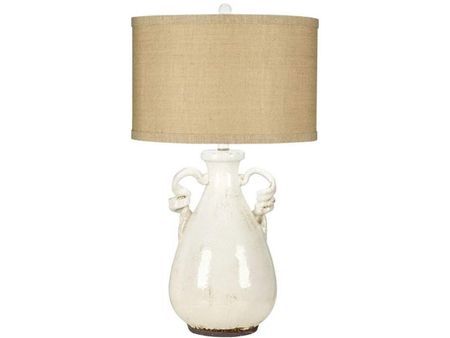 White Ceramic with Handles Table Lamp 29"H