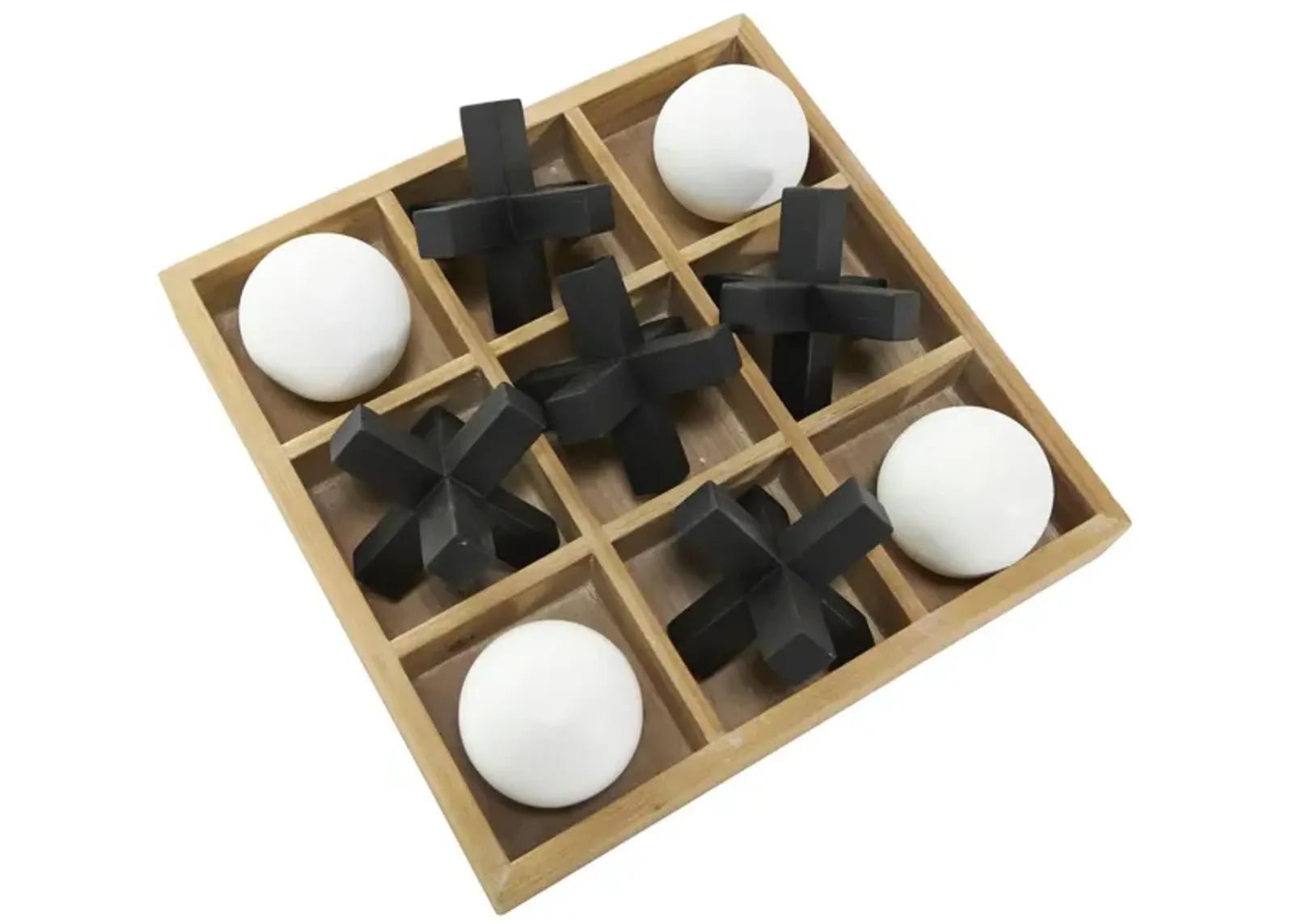 Brown, Black, and White Tic Tac Toe Board 12"W x 4"H