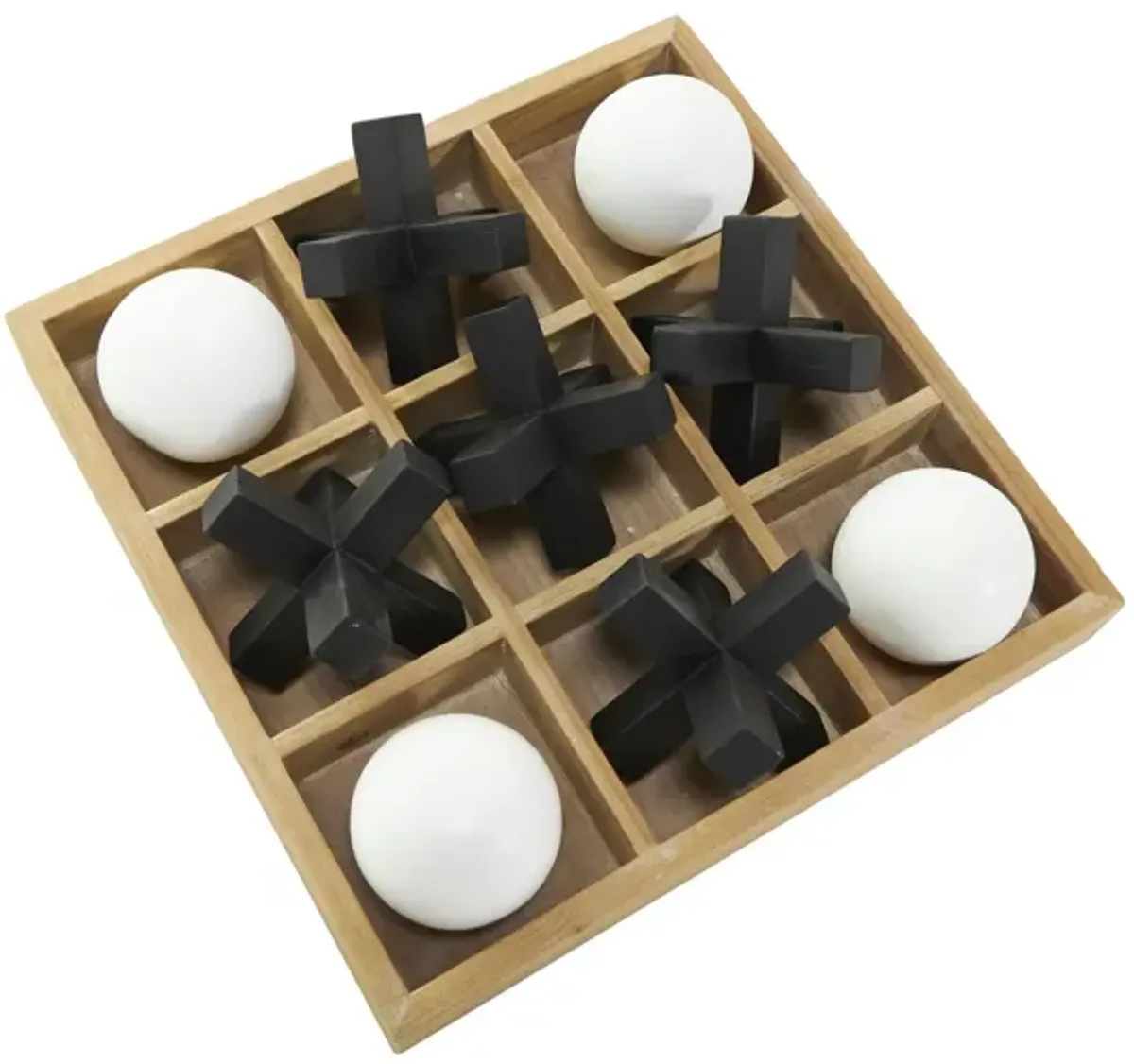 Brown, Black, and White Tic Tac Toe Board 12"W x 4"H