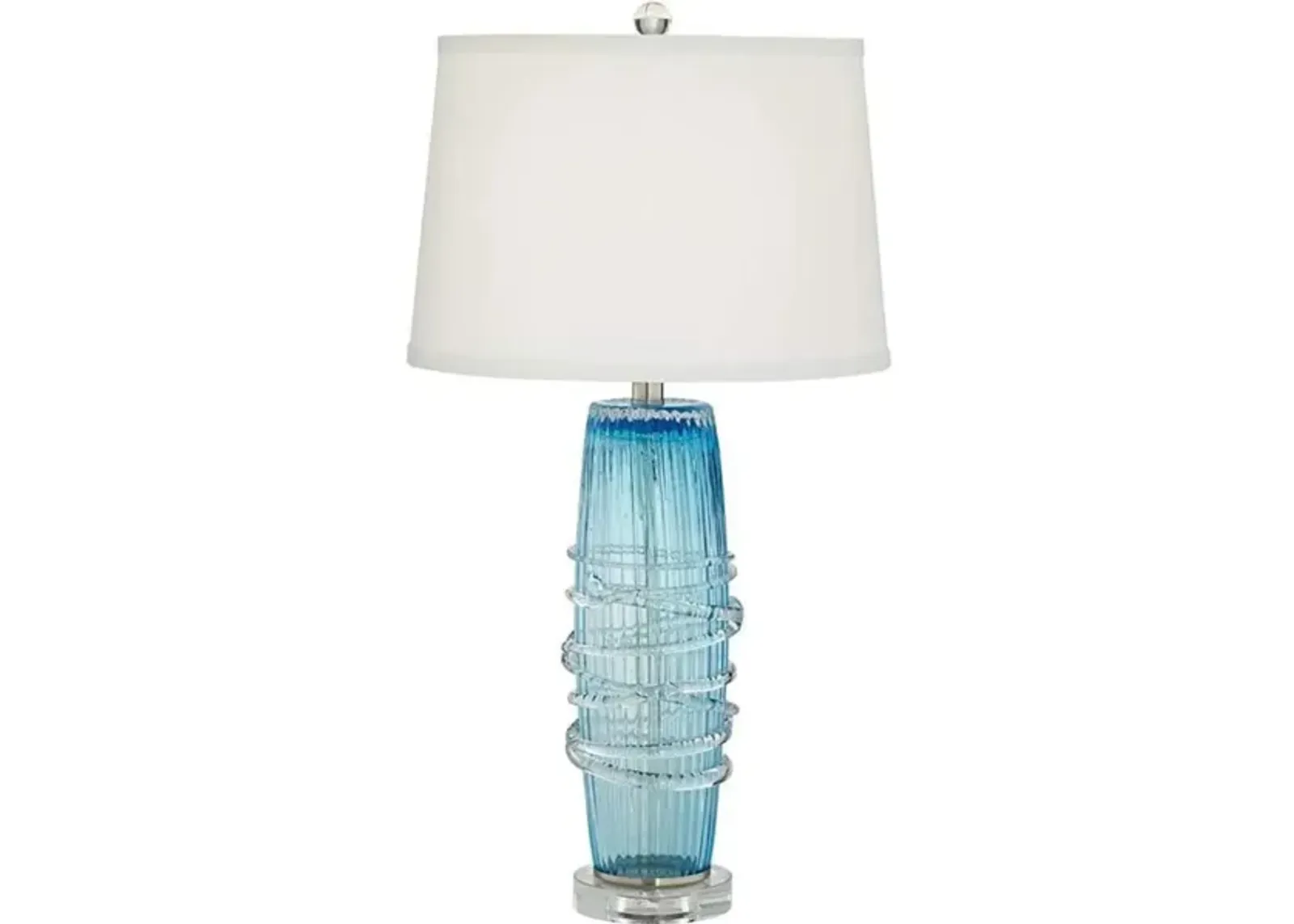 Blue Seeded Glass Table Lamp 28.5"H