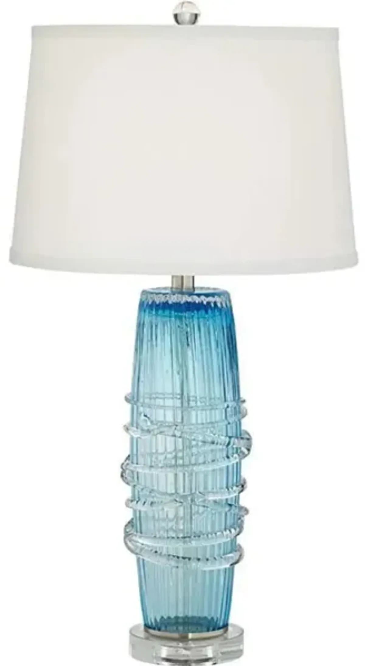 Blue Seeded Glass Table Lamp 28.5"H