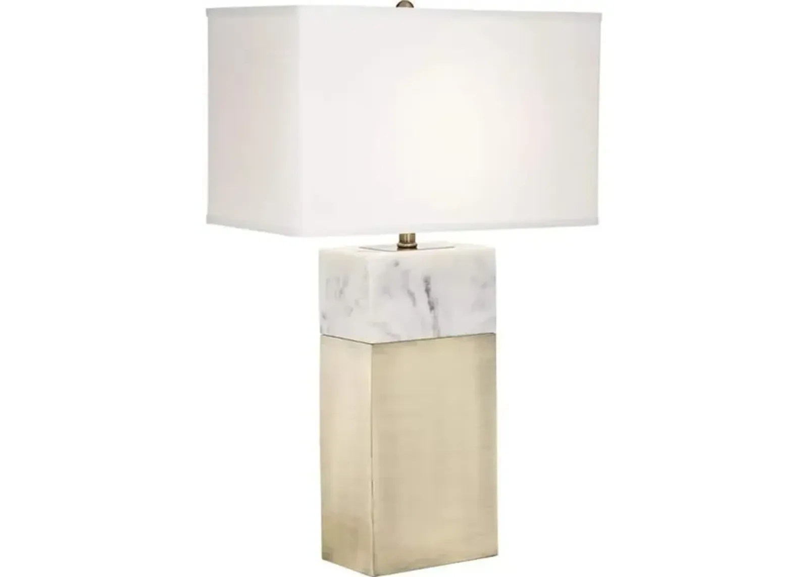 Antique Brass and Faux Marble Table Lamp 30"H