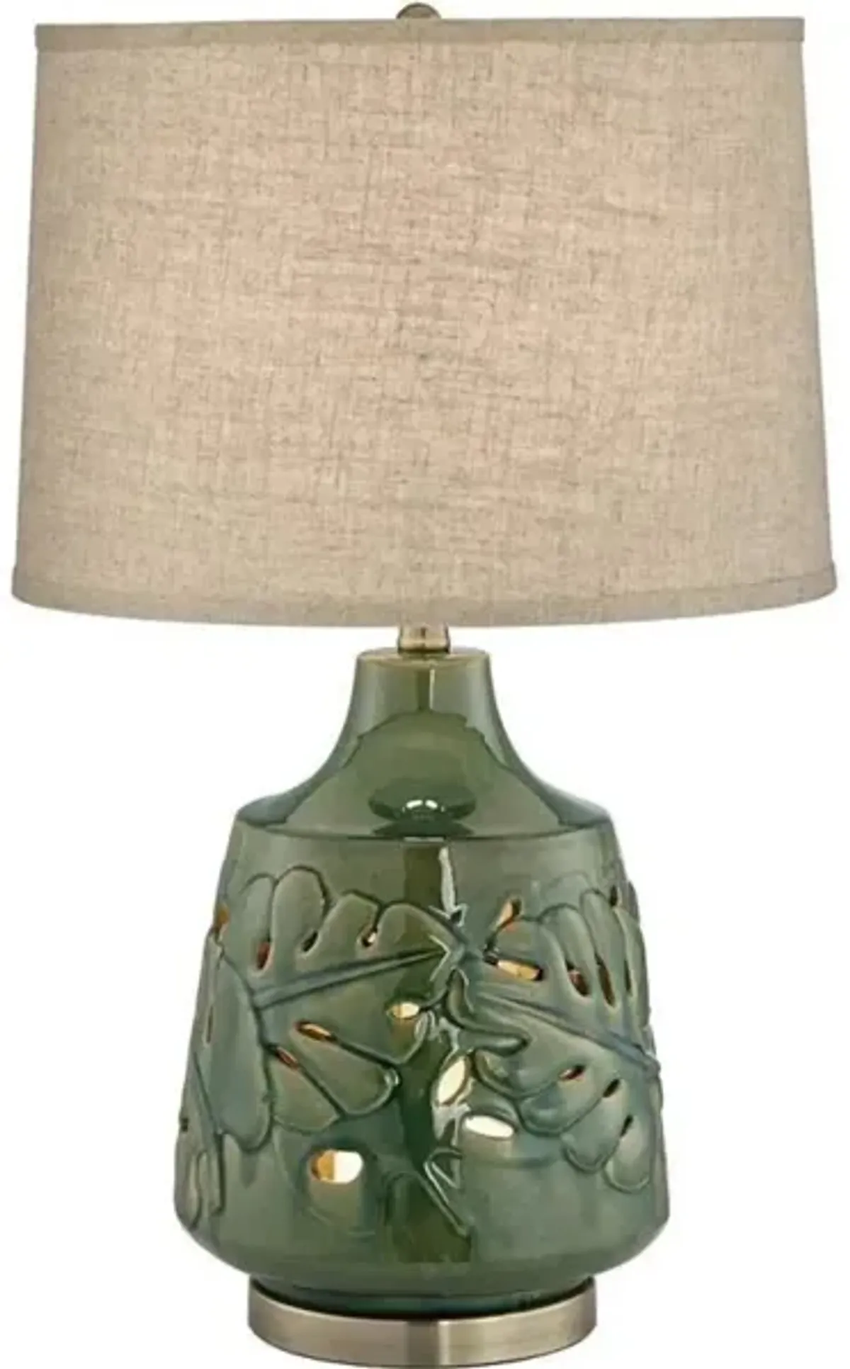 Green Leaves Nightlight Ceramic Table Lamp 26"H