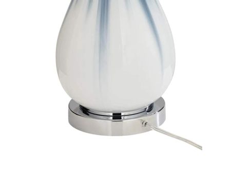 White and Navy Glass Table Lamp 30.5"H