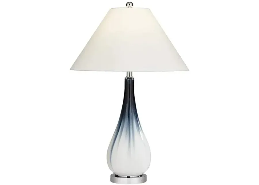 White and Navy Glass Table Lamp 30.5"H