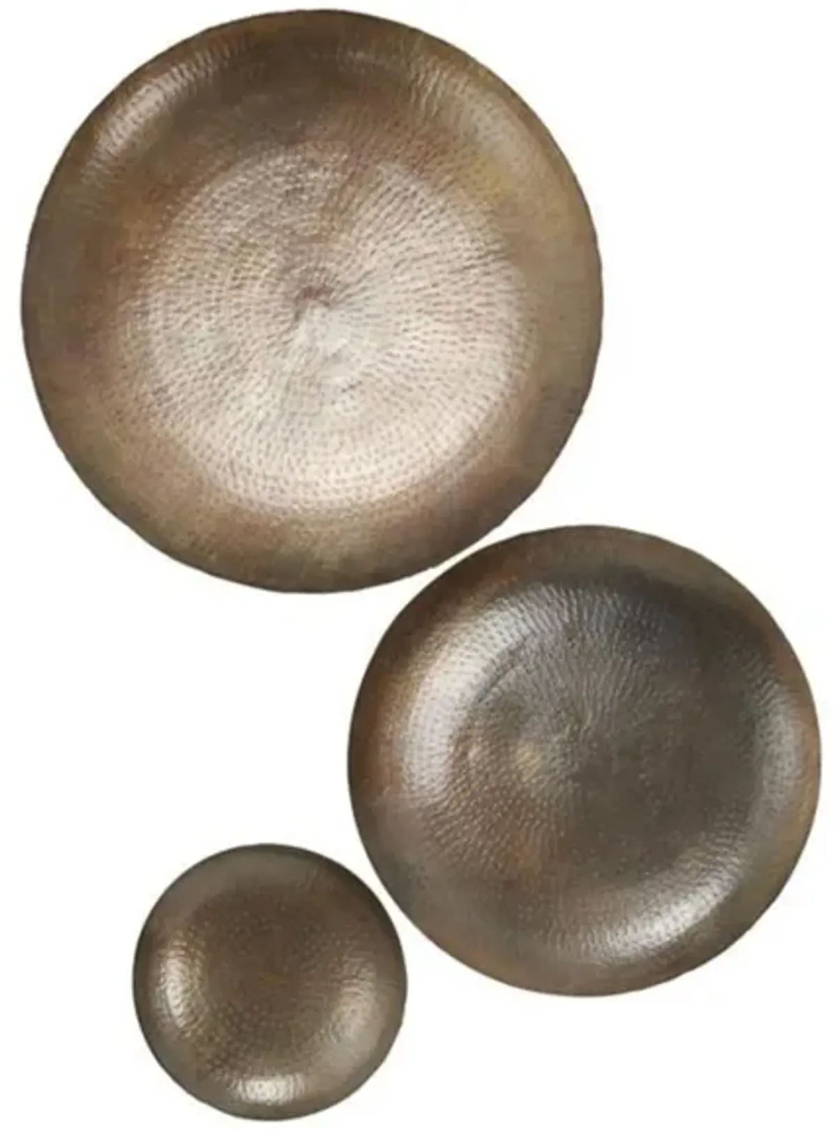 Set of 3 Bronze Metal Discs Wall Decor 17/29/35"H