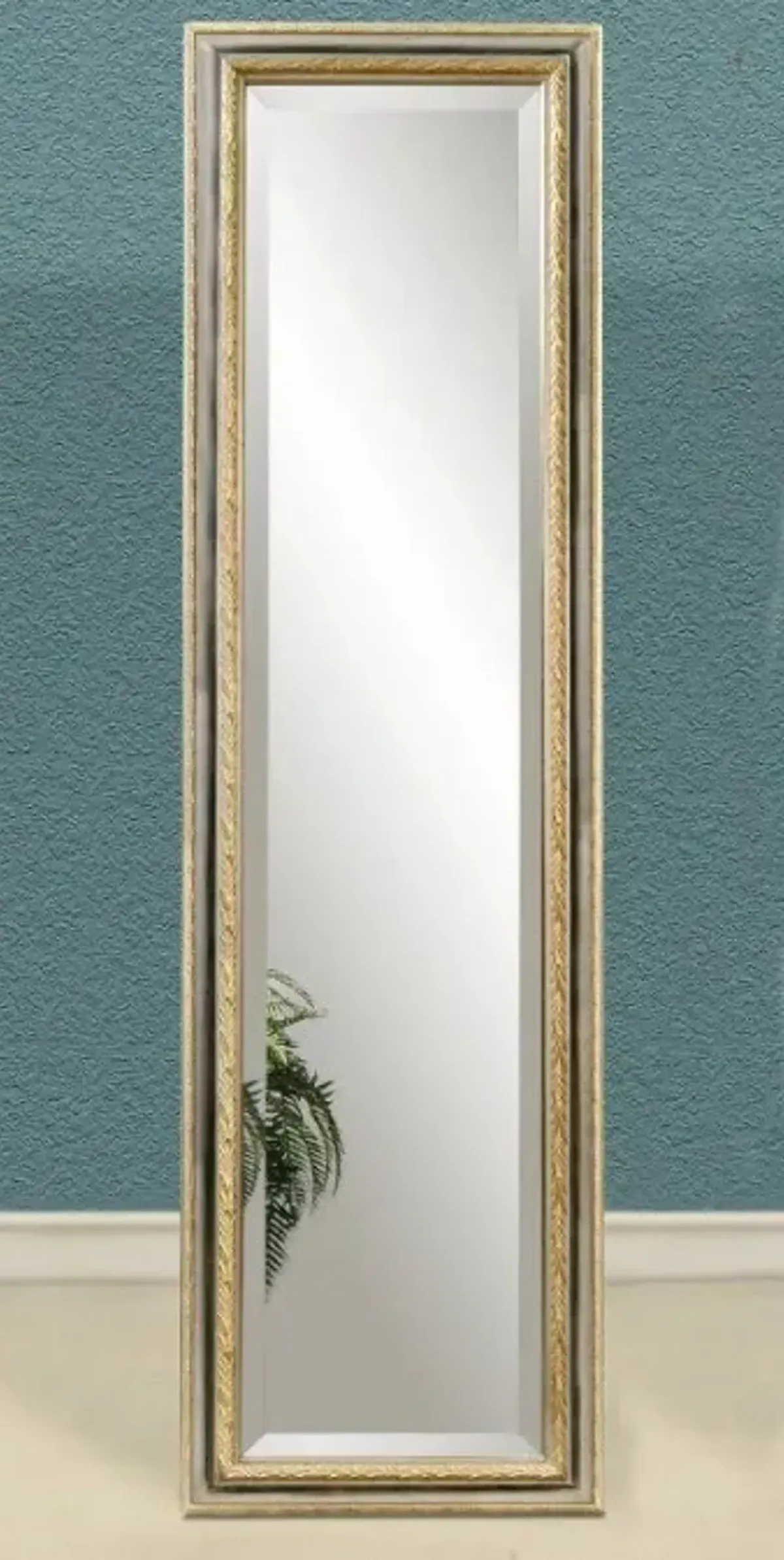 Silver and Gold Beveled Leaner Mirror 18"W x 64"H