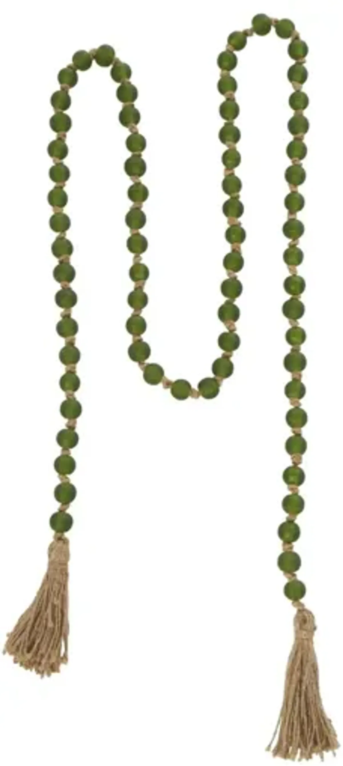 Frosted Green Glass Beads 83"L