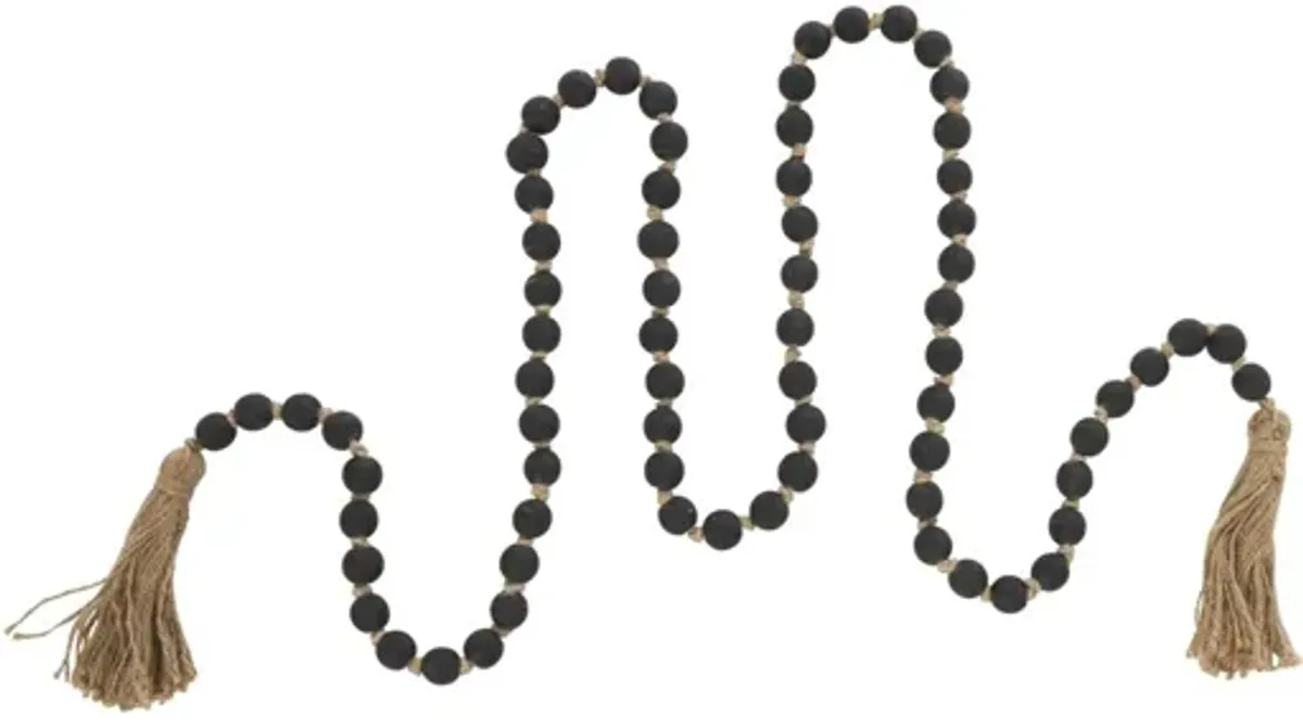 Black Frosted Glass Beads 83"L