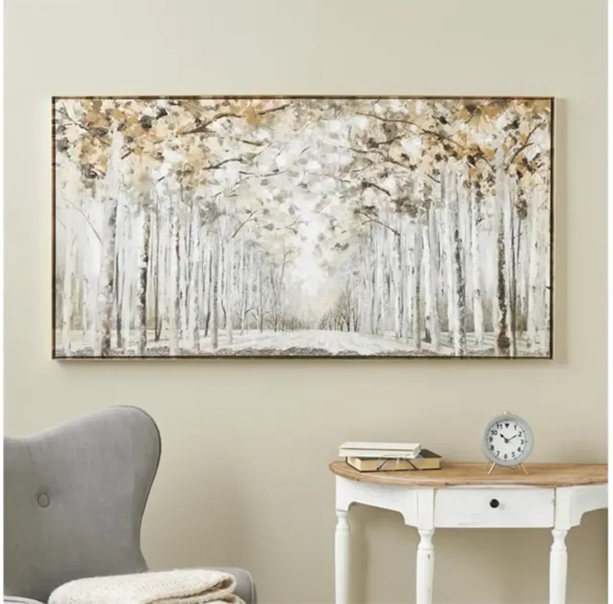 Brown Birch Pathway Framed Canvas Art 58"W x 31"H