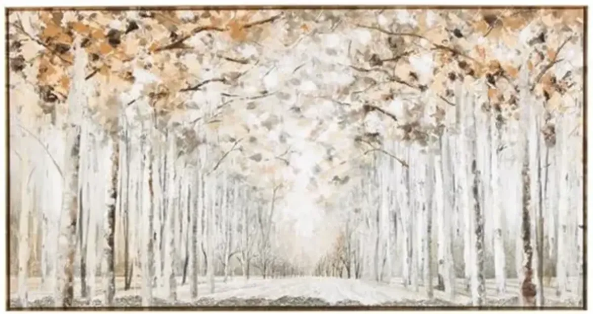Brown Birch Pathway Framed Canvas Art 58"W x 31"H